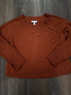 ST. JOHN Sport wool rayon knit sweater size M medium rust ribbed boat neck